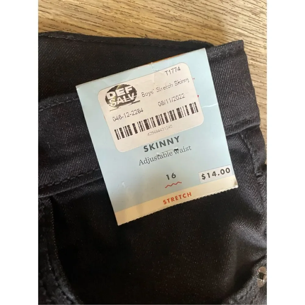 Cat & Jack Black Jeans 16 Skinny Stretch Adjustable Waist New